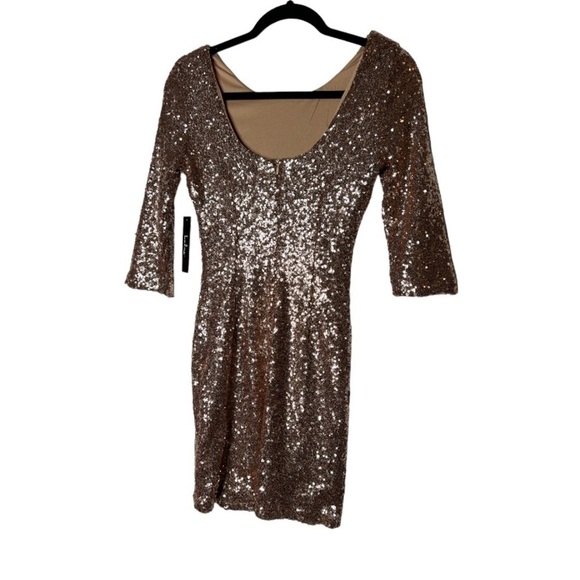 NWT Lulu’s Delightful Ways Rose Gold Sequin Dress - Picture 9 of 11